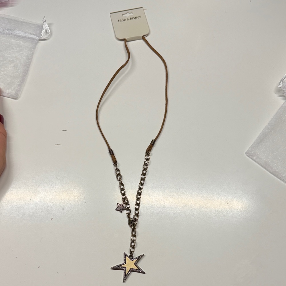 Star Pendant Necklace with Leather Cord